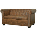 Tweezitsbank Chesterfield-Stijl Kunstleer Bruin