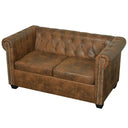 Tweezitsbank Chesterfield-Stijl Kunstleer Bruin