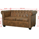 Tweezitsbank Chesterfield-Stijl Kunstleer Bruin