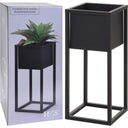 H&S Collection Bloempot Op Standaard 50 Cm Metaal Zwart