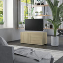 Tv-Meubel 80X34X35,5 Cm Bewerkt Hout Artisanaal Eikenkleur