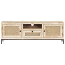Tv-Meubel 120X30X40 Cm Massief Mangohout En Natuurlijk Riet