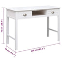 Bureau 108X45X76 Cm Massief Paulowniahout Wit Grijs