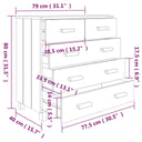 Dressoir Hamar 79X40X80 Cm Massief Grenenhout