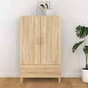 Hoge Kast 70X31X115 Cm Bewerkt Hout Artisanaal Eikenkleur