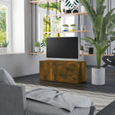 Tv-Meubel 80X34X35,5 Cm Bewerkt Hout Artisanaal Eikenkleur