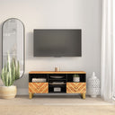 Tv-Meubel 100X33,5X46 Cm Massief Mangohout Bruin En Zwart Bruin