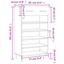 Schoenenkast 60X35X105 Cm Bewerkt Hout