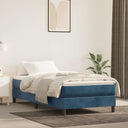 Boxspring Met Matras Fluweel Donkerblauw