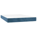 Boxspring Met Matras Fluweel Donkerblauw