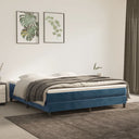 Boxspring Met Matras Fluweel Donkerblauw