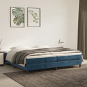 Boxspring Met Matras Fluweel Donkerblauw