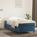 Boxspring Met Matras Fluweel Donkerblauw