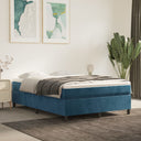 Boxspring Met Matras Fluweel Donkerblauw