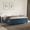 Boxspring Met Matras Fluweel Donkerblauw