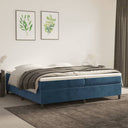 Boxspring Met Matras Fluweel Donkerblauw