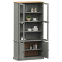 Vitrinekast Vigo 85X35X170 Cm Massief Grenenhout