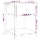 Nachtkastje 44X45X58 Cm Bewerkt Hout Eikenkleurig