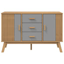 Dressoir Olden 114X43X73,5 Cm Massief Grenenhout Grijs En Bruin