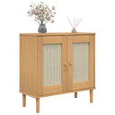 Dressoir Senja 80X35X80 Cm Rattan Look Massief Grenenhout