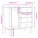 Dressoir Senja 80X40X80 Cm Rattan Look Massief Grenenhout