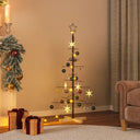 Kerstdecoratie Kerstboom Met Houten Basis Metaal Zwart