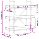 Boekenkast 3-Laags 100X33X108,5 Cm Bewerkt Hout Grijs Sonoma