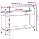 Wandtafel Met Schap 100X29X75 Cm Bewerkt Hout