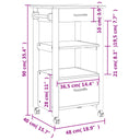 Keukentrolley Monza 48X40X90 Cm Massief Grenenhout