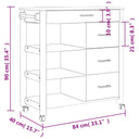 Keukentrolley Monza 84X40X90 Cm Massief Grenenhout