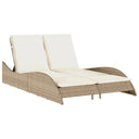 Ligbed Met Kussens Poly Rattan Beige