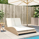 Ligbed Met Kussens Poly Rattan Beige