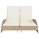 Ligbed Met Kussens Poly Rattan Beige