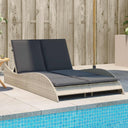 Ligbed Met Kussens Poly Rattan Beige