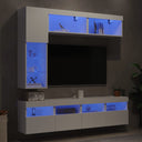 7-Delige Tv-Wandmeubelset Met Led-Verlichting