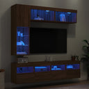 7-Delige Tv-Wandmeubelset Met Led-Verlichting