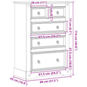 Ladekast Corona 80X43X114 Cm Massief Grenenhout