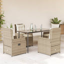 5-Delige Tuinset Met Kussens Poly Rattan