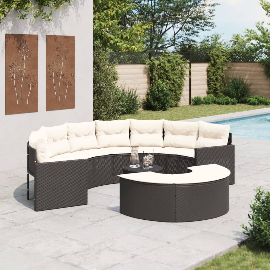 3-Delige Loungeset Halfrond Poly Rattan