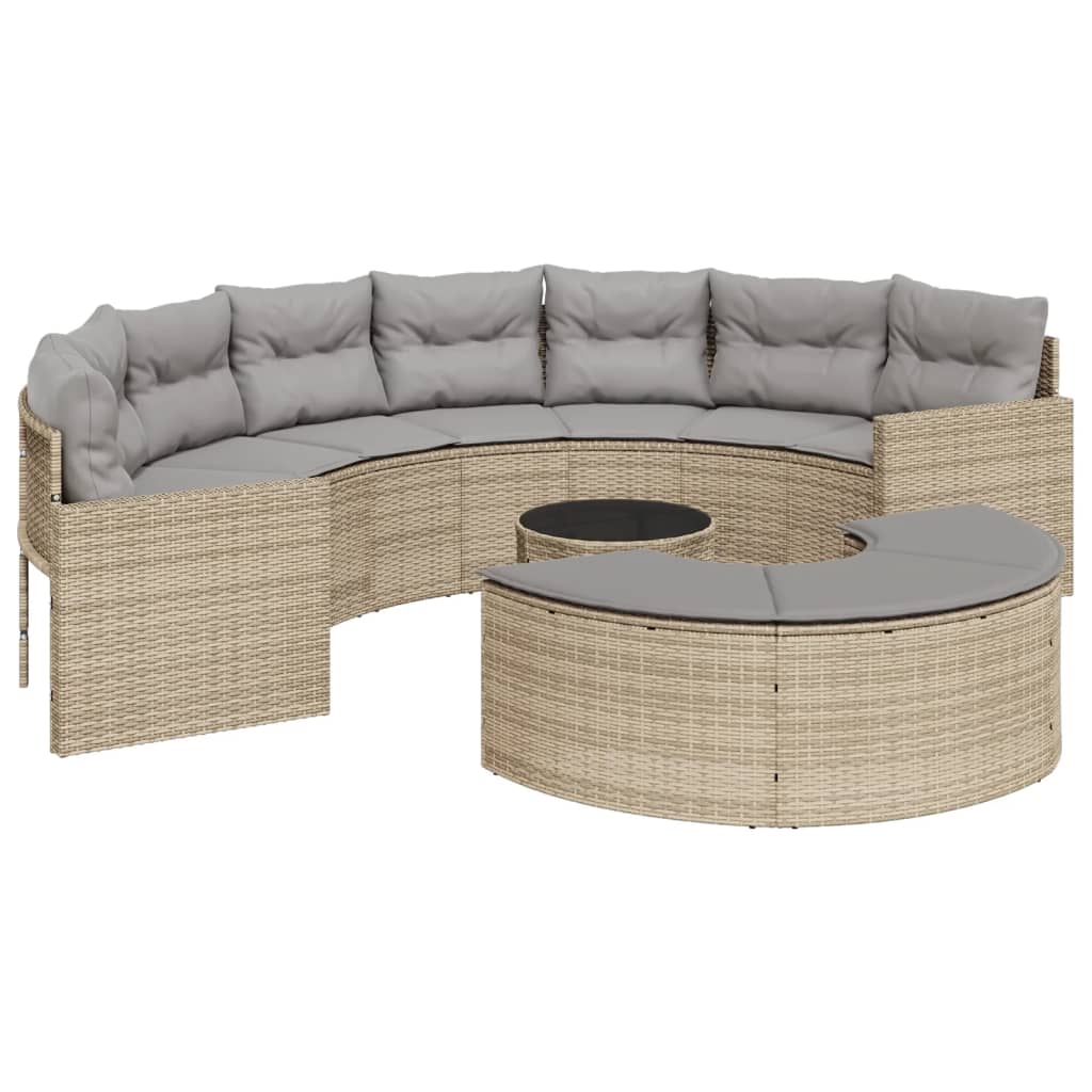 3-Delige Loungeset Halfrond Poly Rattan