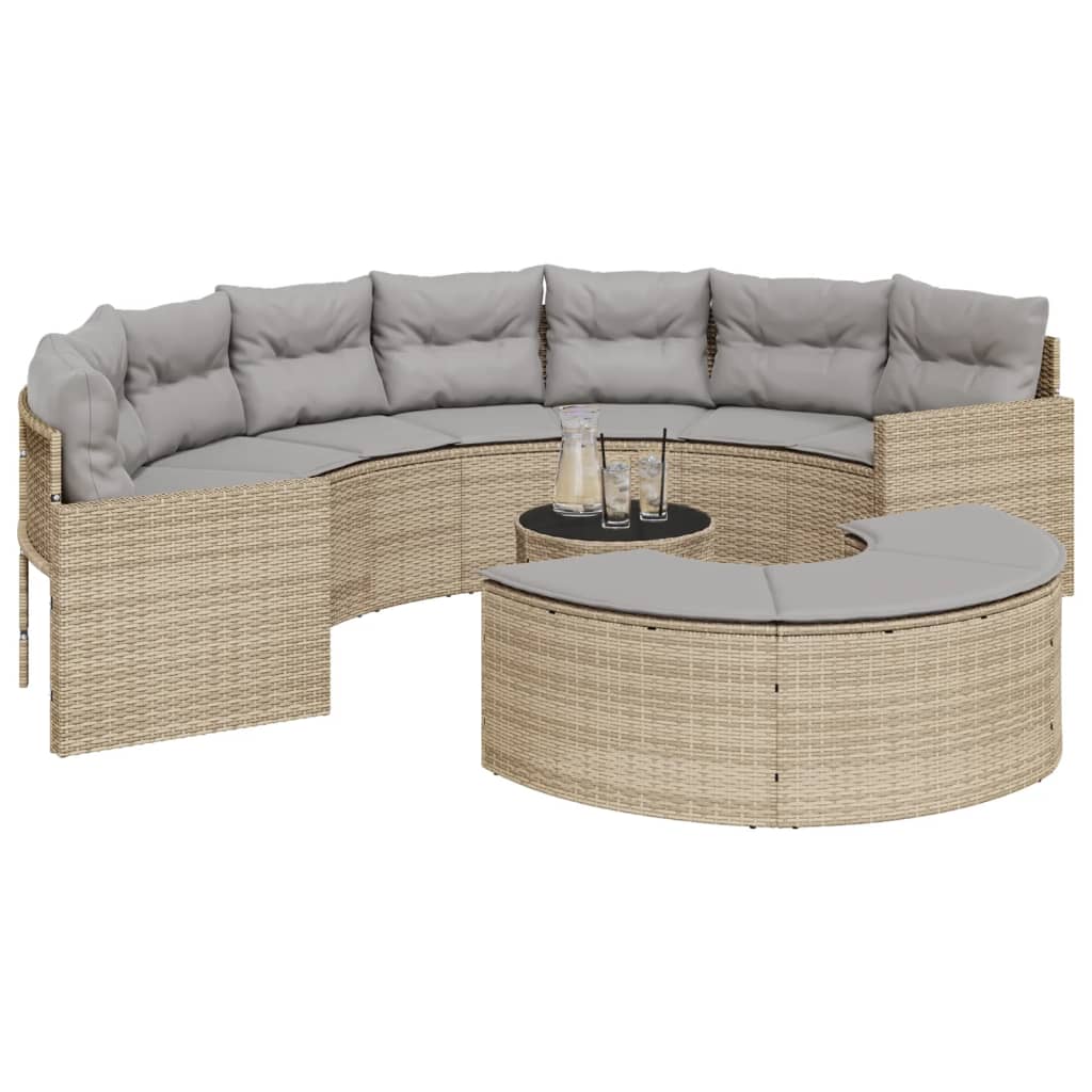 3-Delige Loungeset Halfrond Poly Rattan