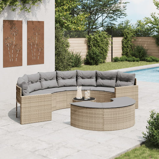 3-Delige Loungeset Halfrond Poly Rattan