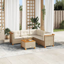 6-Delige Loungeset Met Kussens Poly Rattan Beige