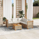 6-Delige Loungeset Met Kussens Poly Rattan Beige