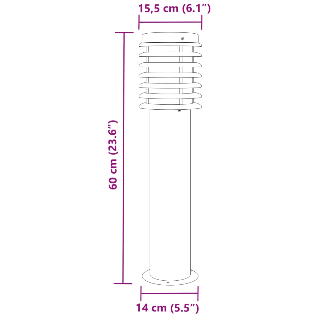 Vloerlamp Voor Buiten 60 Cm Roestvrij Staal Kleurig