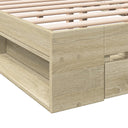 Bedframe Met Lades Bewerkt Hout Kleurig