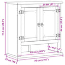 Badkamerwandkast Corona 70X33X71,5 Cm Massief Grenenhout Zwart En Crèmewit