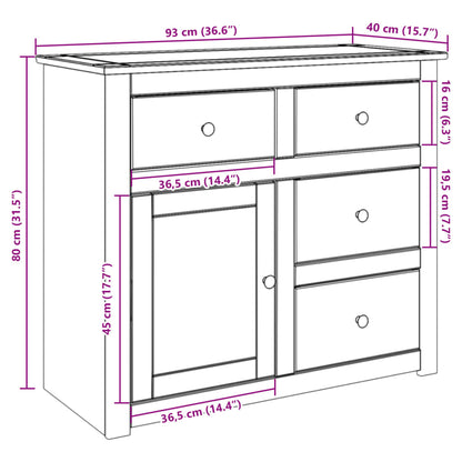 Dressoir Met Lades Panama 93X40X80 Cm Massief Grenenhout