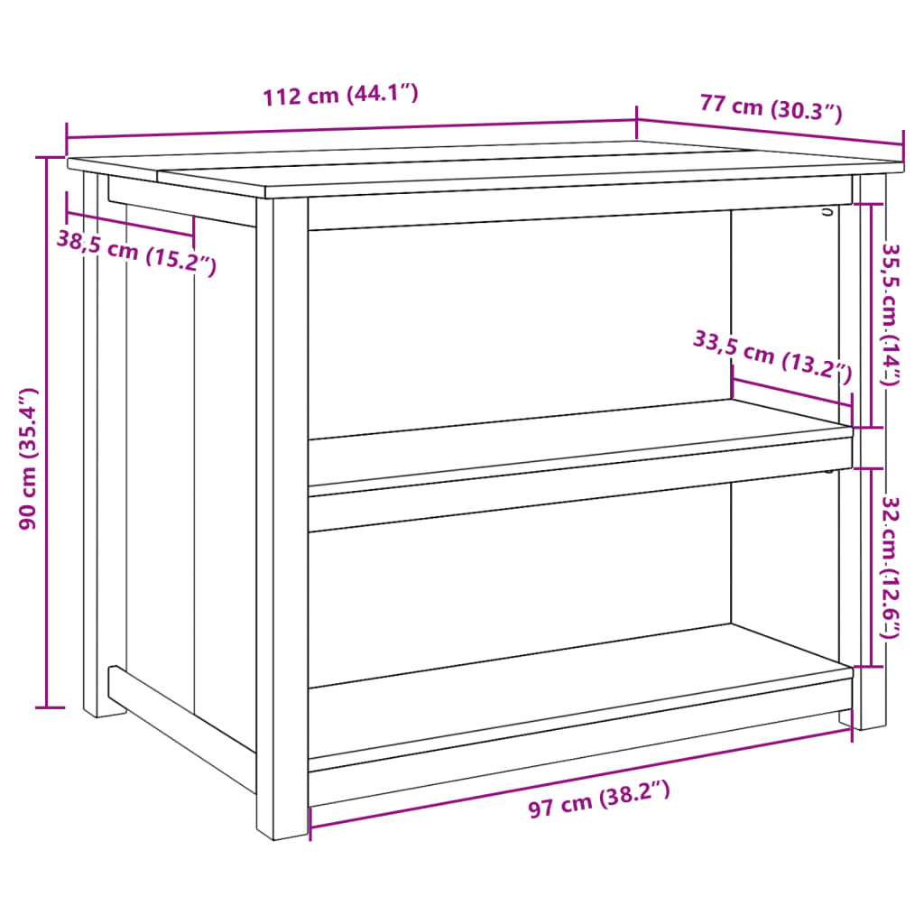 Keukenkast Panama 112X77X90 Cm Massief Grenenhout