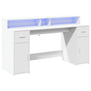 Bureau Met Led-Verlichting Bewerkt Hout